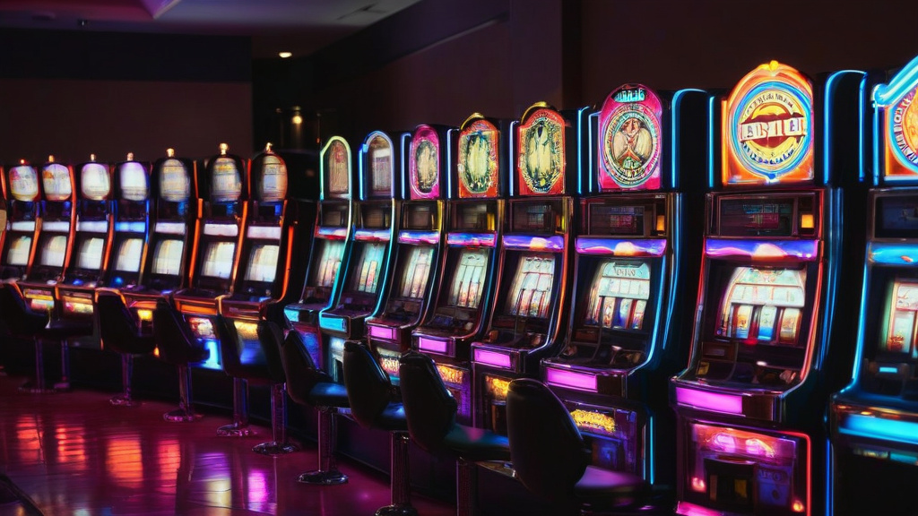 Écrans alignés de slots modernes dans un lobby de casino en ligne